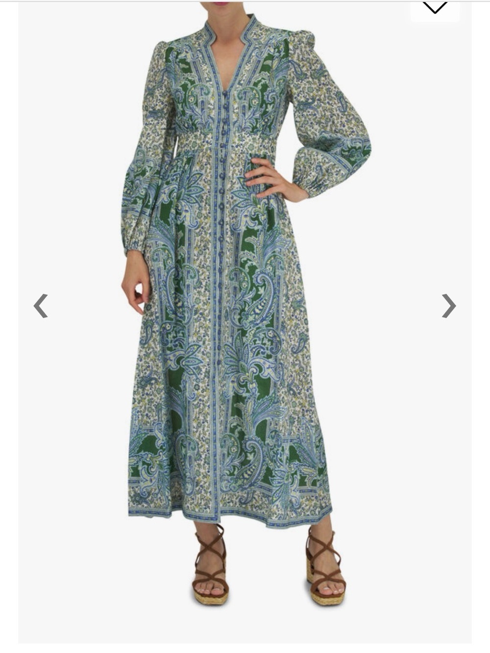 Zimmermann Ottie Blue & Green Paisley Maxi Dress, Size 1